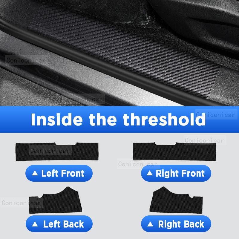 For HAVAL H6 GT -2025 Car Door Sills Scuff Plate Threshold PU Protector Interior Imitation Carbon Fiber Sticker Accessories