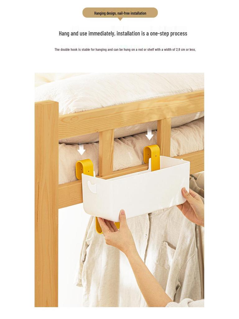 Nachuan Bedside Organizer Basket with Hooks - Large Capacity Compartmented Storage Box