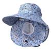 Printing Mesh Tea Picking Hat Face Mask Wide Brim Sun Hat Casual Sunshade Shawl Cap  Hiking