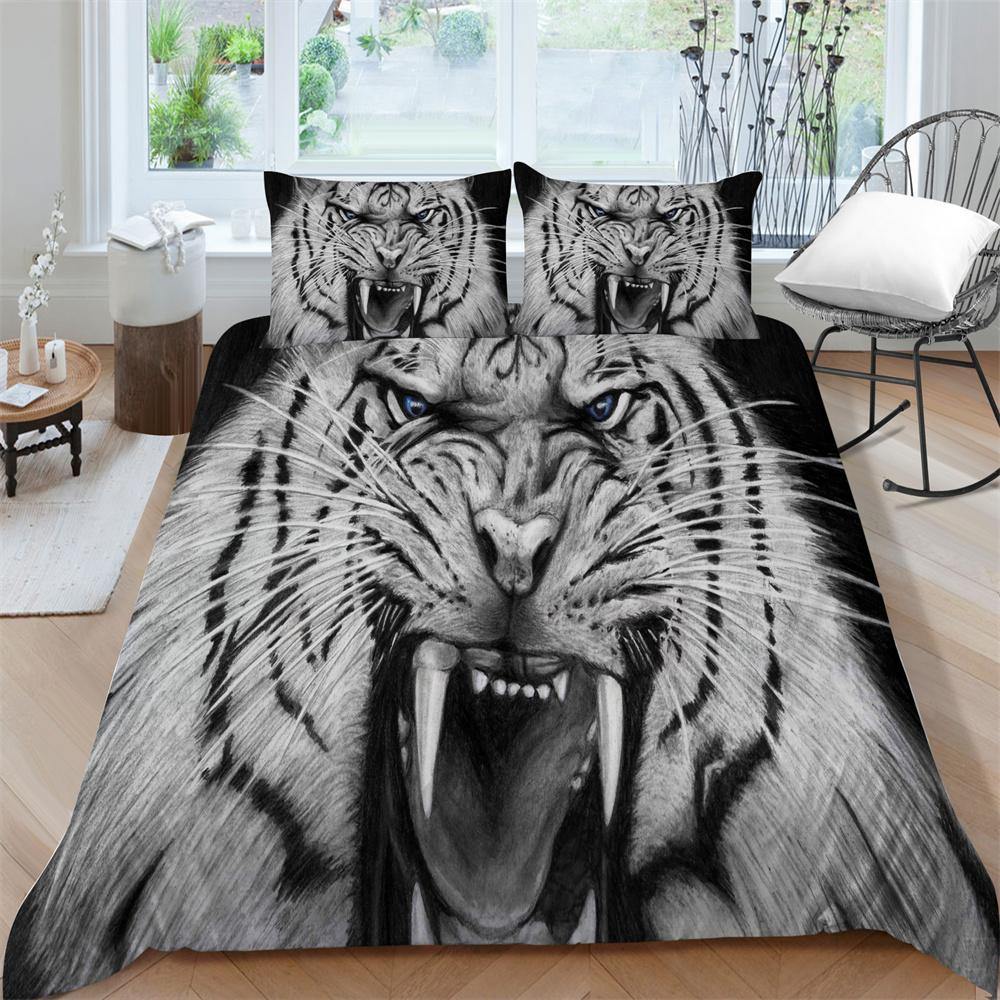Duvet Cover Set Animals Style Home Bedspreads Newly Bedding Cover Set Children Tiger King Queen Size Microfiber Bedroom Decor