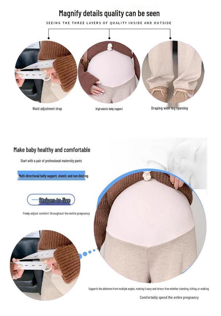 Maternity Fleece Wide-Leg Pants: Cozy, Loose-Fit for Spring, Autumn, Winter – Ideal Postpartum Wear