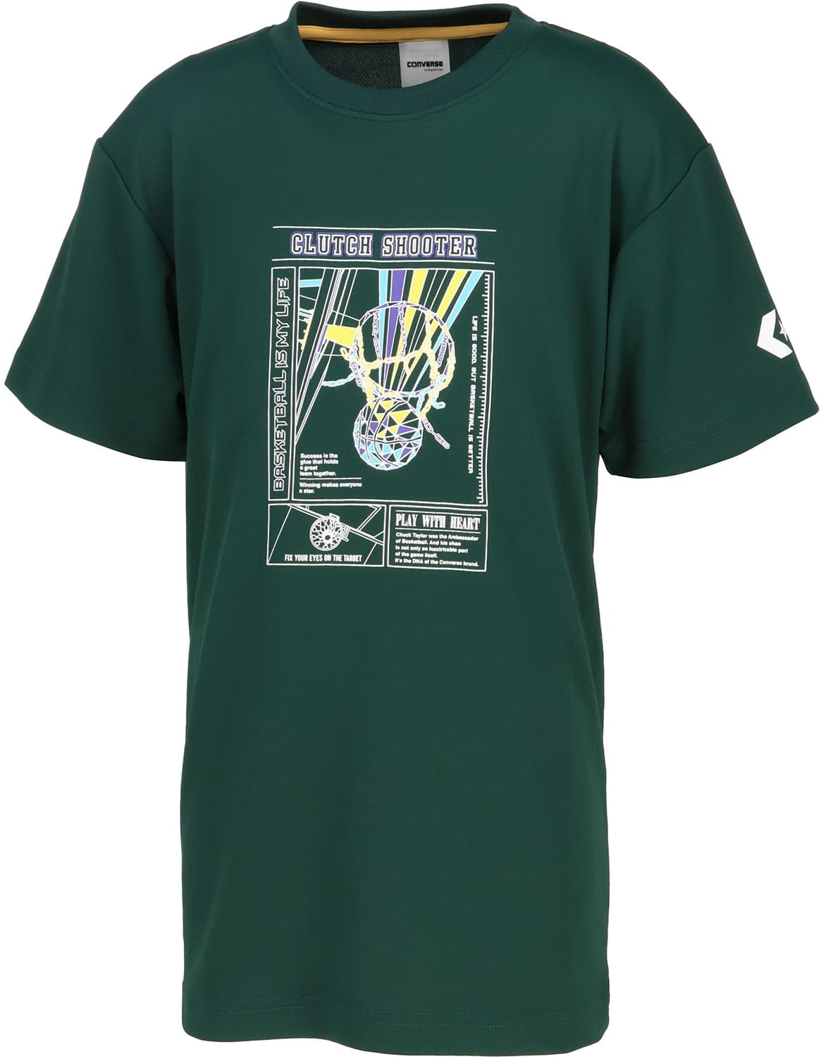 

Converse Футболка с коротким рукавом для баскетбола с принтом CB451357 Детская Зеленая Юниорская. Футболка Д.