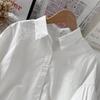 Shirts Women White Turn Down Collar Preppy Chic Korean Fashion Simple Summer Blouse