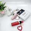 Portable Lipstick Case with Mirror, Heart Keychain Cosmetic Bag for Purse, Cute Lip Gloss Protector Pouch