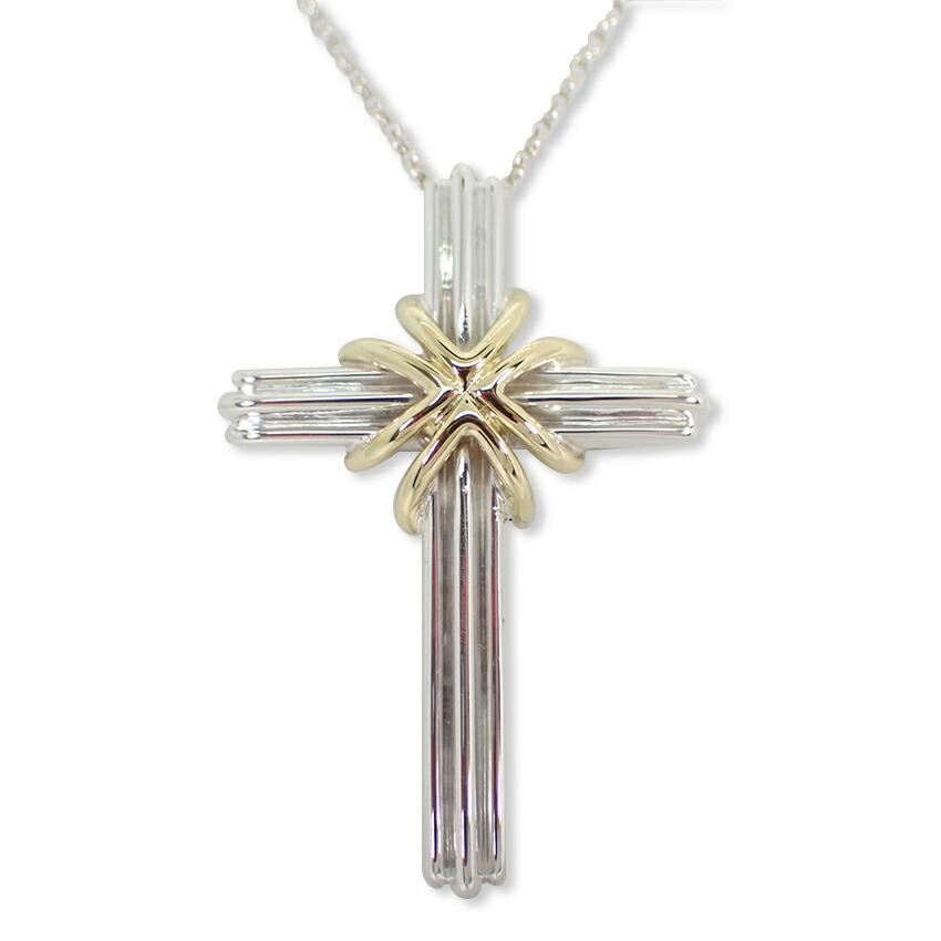 [Used] TIFFANY/Tiffany 925/750 Cross Pendant/necklace/g467-32