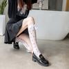 White Bow Calf Socks Stockings Summer Lolita Lolita Socks Women's Medium Tube Socks Jk Jacquard Love Tube Socks