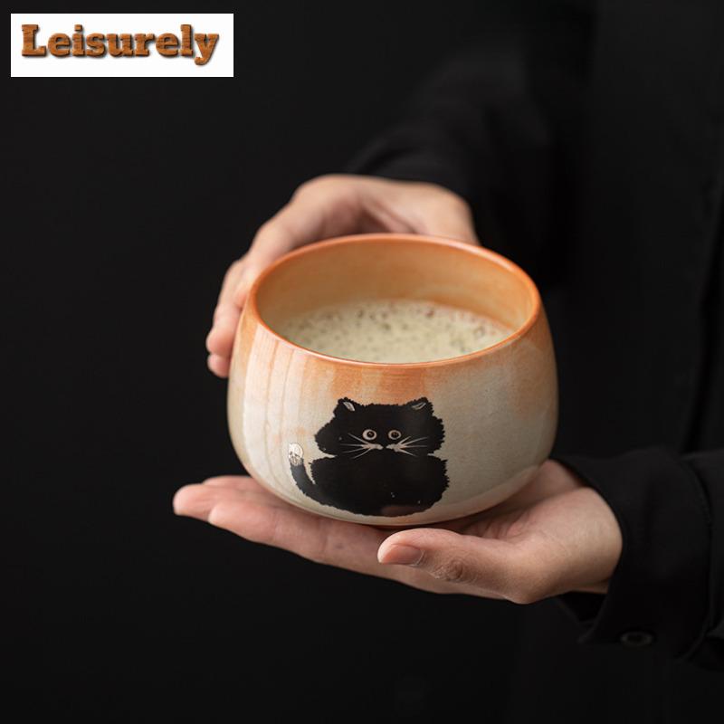 Holzbefeuertes Porzellan Zhiye Katze Keramik Matcha Set Tee Gerissener Pinselständer Matcha Schale Baibenli Teelöffel Set Teezubereitungswerkzeuge
