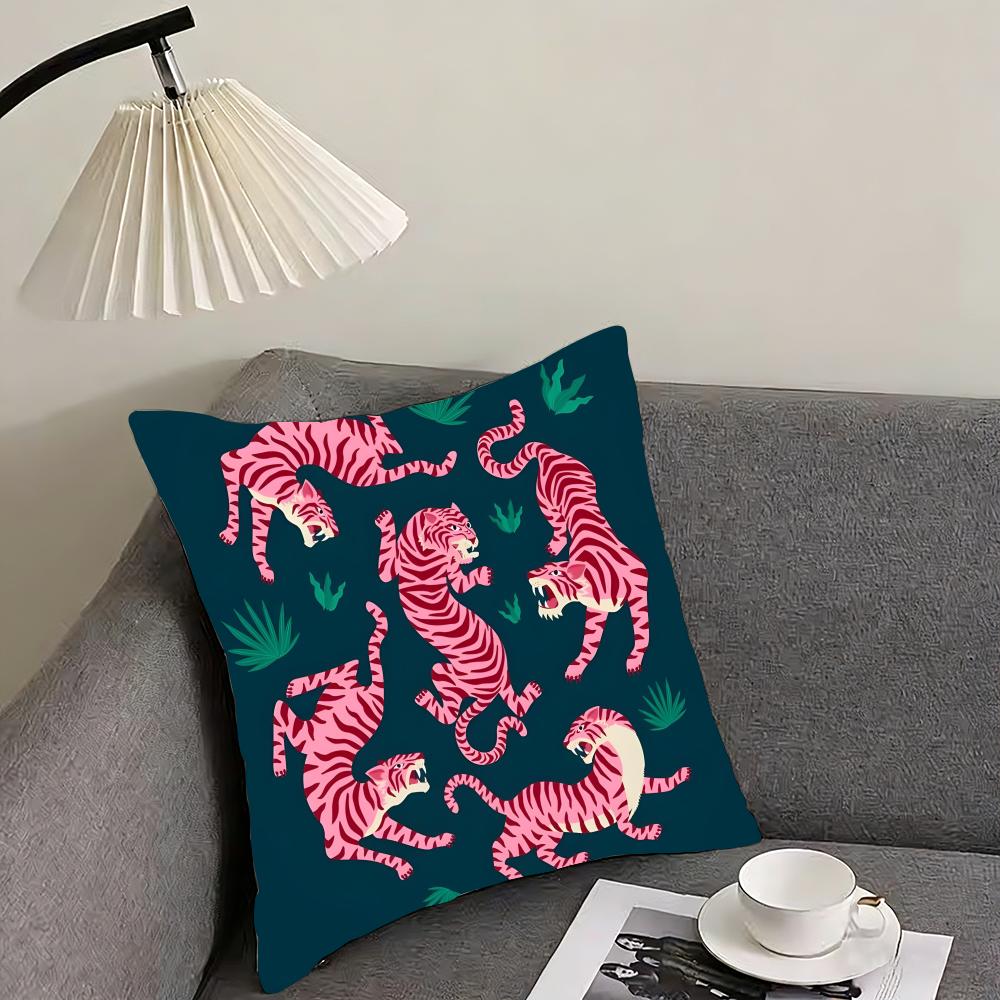 Animal Style Tiger Fashion Cushion Cover Pillowcase Ultra Soft Skin Friendly Fabric Cloud Like Comfort  Concealed Zipper