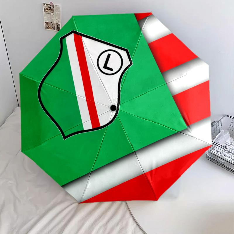 Modello Legia Varsavia, ombrello pieghevole automatico, design portatile e pieghevole, 8 stecche, un regalo di Natale o di compleanno.
