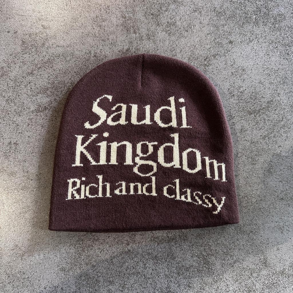 Saudi Letter Kingdom Rich And Classy Knitted Hat Winter Warmth Unisex Casual