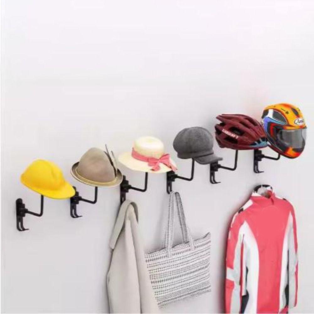 Space Aluminum Motorcycle Helmet Rack Wall Mounted Helmet Holder 180° Rotation Helmet Hanger  Coats