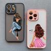 Cute Cartoon Hand Drawn Beautiful Girl Phone Case for Iphone 16 15 14 Pro Max 13 11 12 Mini Pro Max X XR XS 7 8 Plus SE2 Cover