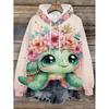 Womens Oversized Hooded Sweatshirt With Cartoon Animal Print Casual Streetwear Top Fall 2025