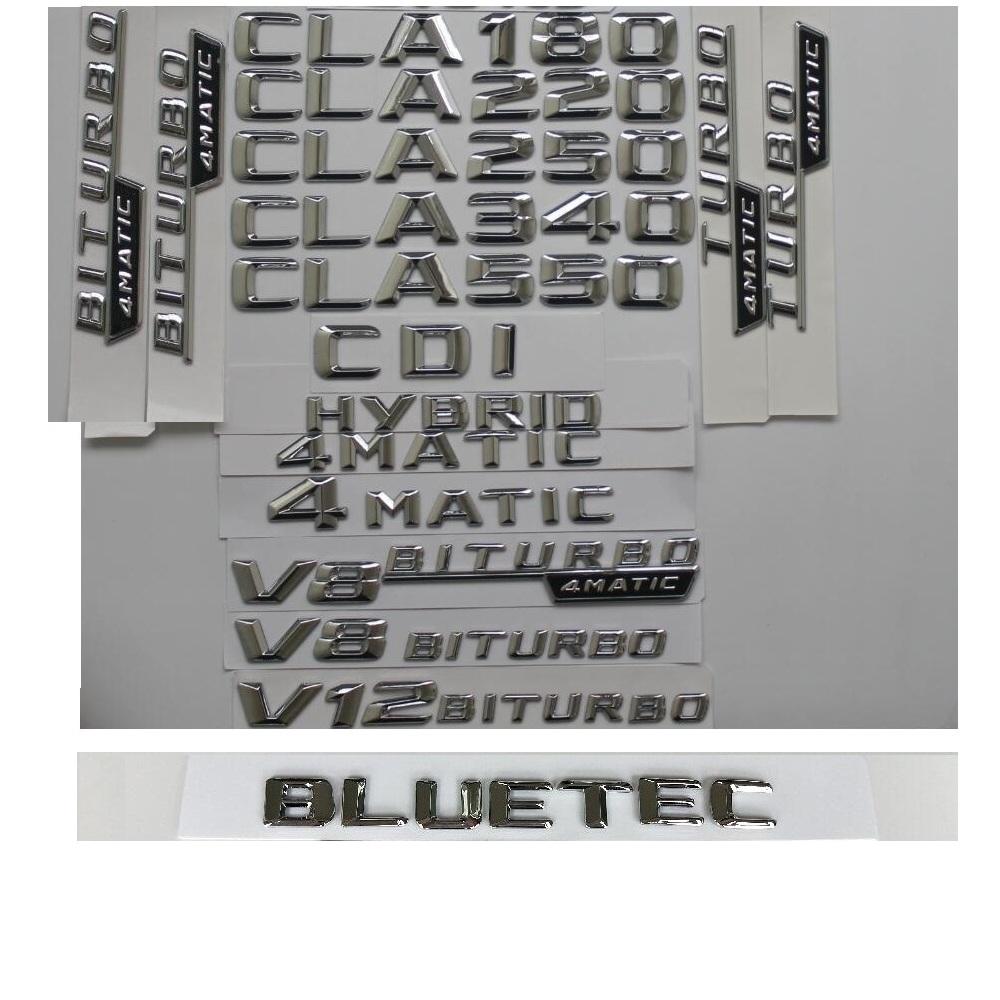 

3D Chrome For Mercedes Benz CLA180 CLA200 CLA220 CLA250 CLA280 CLA300 CLA320 CLA350 Trunk Letters 4MATIC CDI BLUETEC Emblems CLA 220
