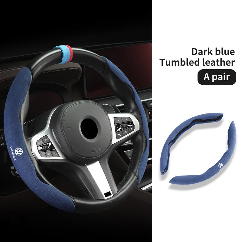 Leather Car Steering-wheel Cover Anti-slip Steer Wheel Cushion For Volkswagen VW Scirocco Passat Polo B5 B6 B7 CC Tiguan Sharan QS0