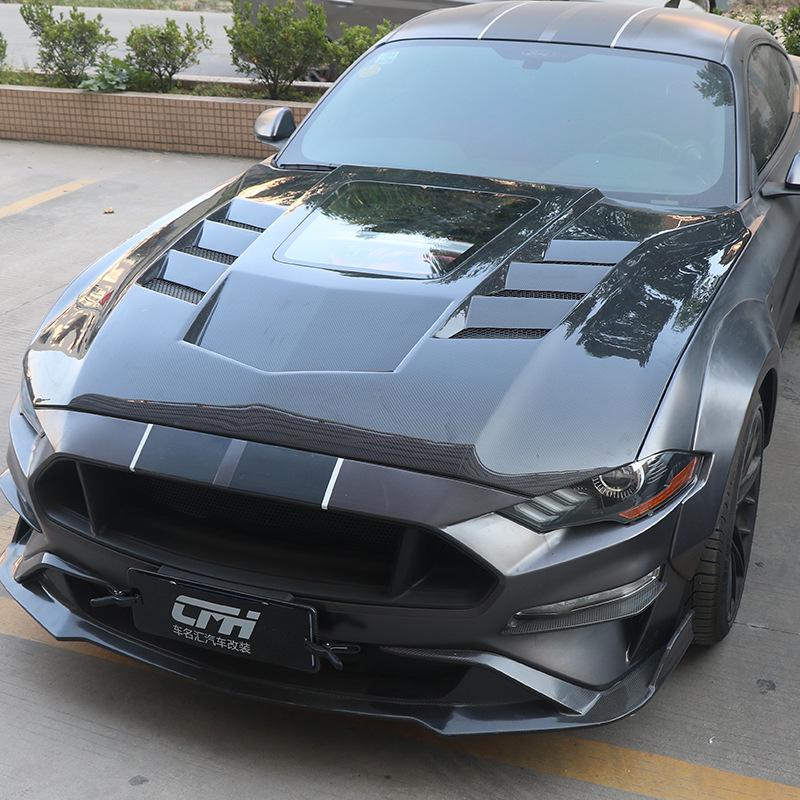 Ford Mustang 18-23 Transparent Carbon Fiber Hood Cover