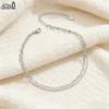 EFFIE QUEEN 925 Pure Silver 14k Gold Heart Shaped Beads Ball Chain Anklet Romantic Jewelry for Women Summer Beach Banquet SA66