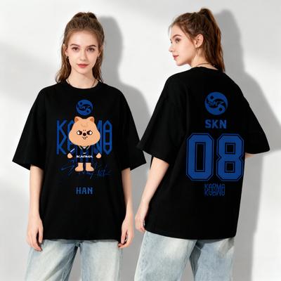 25/26 Hot Selling KPOP KARMA HYUNJIN Cartoon Print Oversized Casual Cute Fashion T-shirt Korean Fashion Fan T-shirt Harajuku Top