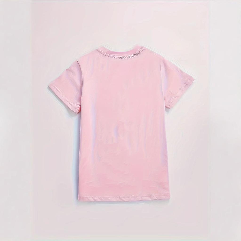 Girls' Casual Heart-patterned T-shirt for Summer, Children's Fashionable Short-sleeved T-shirt