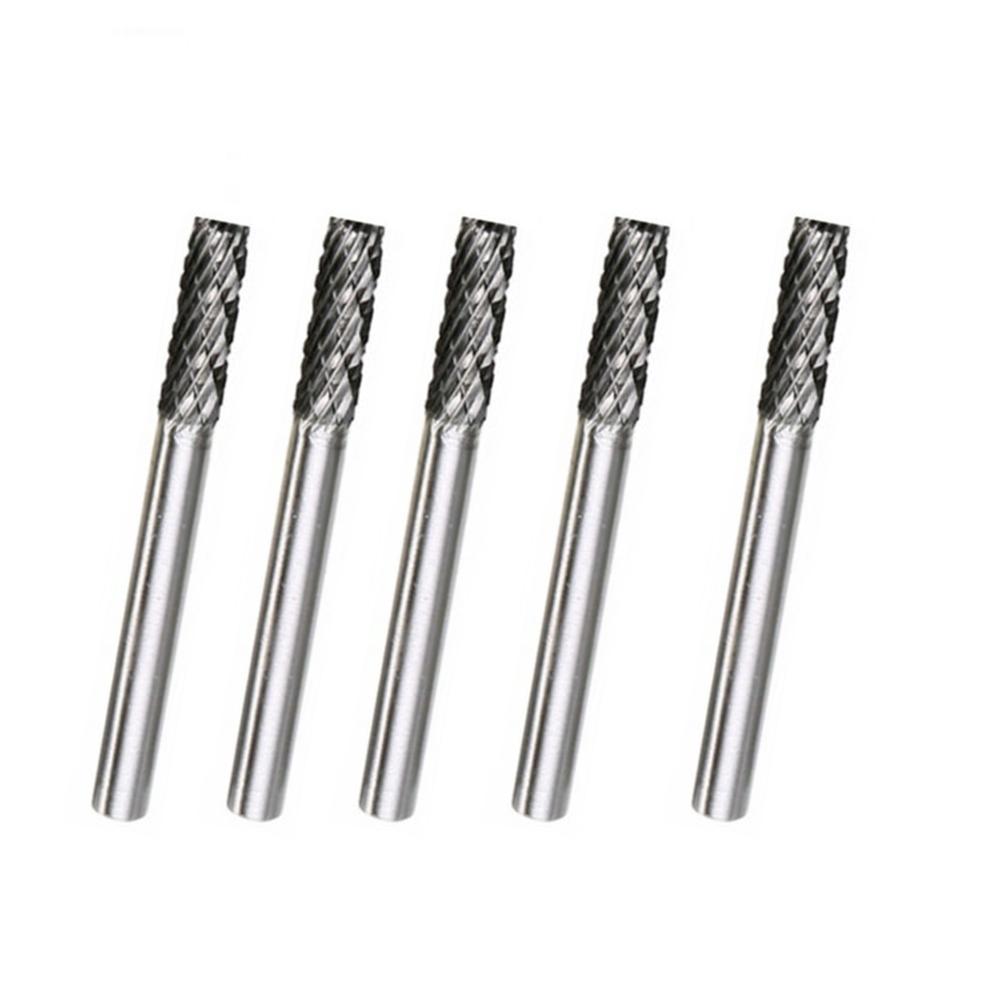 Professional Grade 5pc Carbide Burrs Set 3x6mm Rotary Drill Bits for Welding Metal Deburring and Wood Sculpting