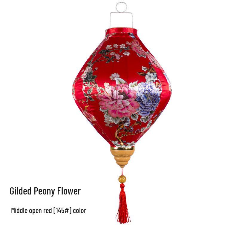 Gold-Edged Peony Palace Lantern - Chinese Style for New Year, Spring Festival, Weddings, Outdoor, or Housewarming Decor