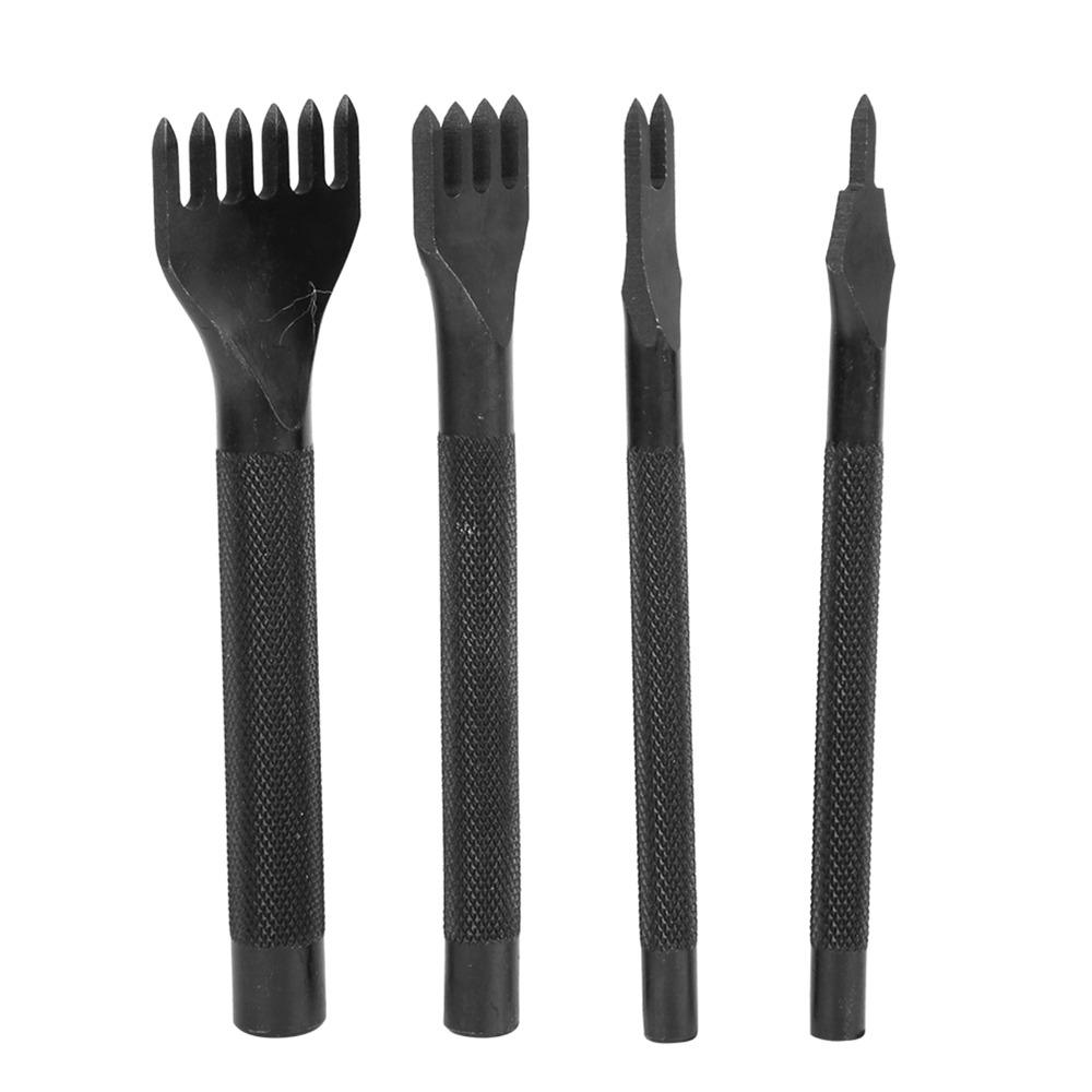 4pcs 1/2/4/6 Prong Diamond Chisel Set Steel Leather Stitching Punch  For Handbag Wallets