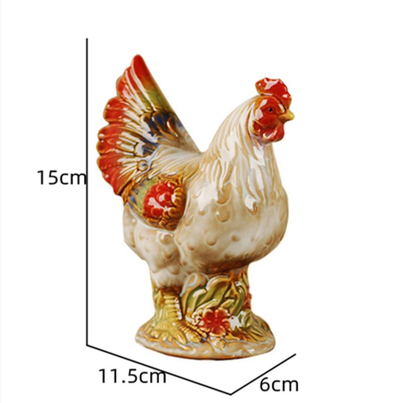 Creative Rooster and Hen Sculpture Ceramic Crafts Living Room Wine Cabinet Decoration European Home Courtyard Decoration Art