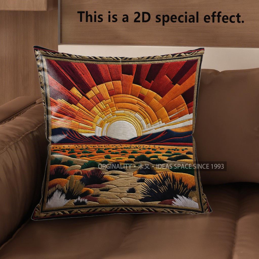 2D Bohemian Desert Sunset Throw Pillow Covers Pattern Cushion Cover Suitable For Sofa Bedroom Car Pillow Cover