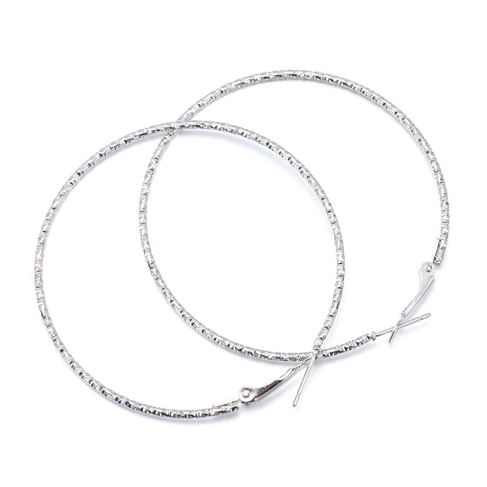 Fashion Metal Geometrical Big Circle Earrings Shiny Print Party Jewelry Hoop Earrings