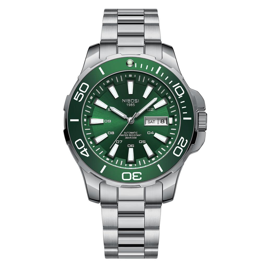 Nibosi Automatic Men'S Mechanical Watch Solid Steel Belt Multi-Function Luminous Waterproof