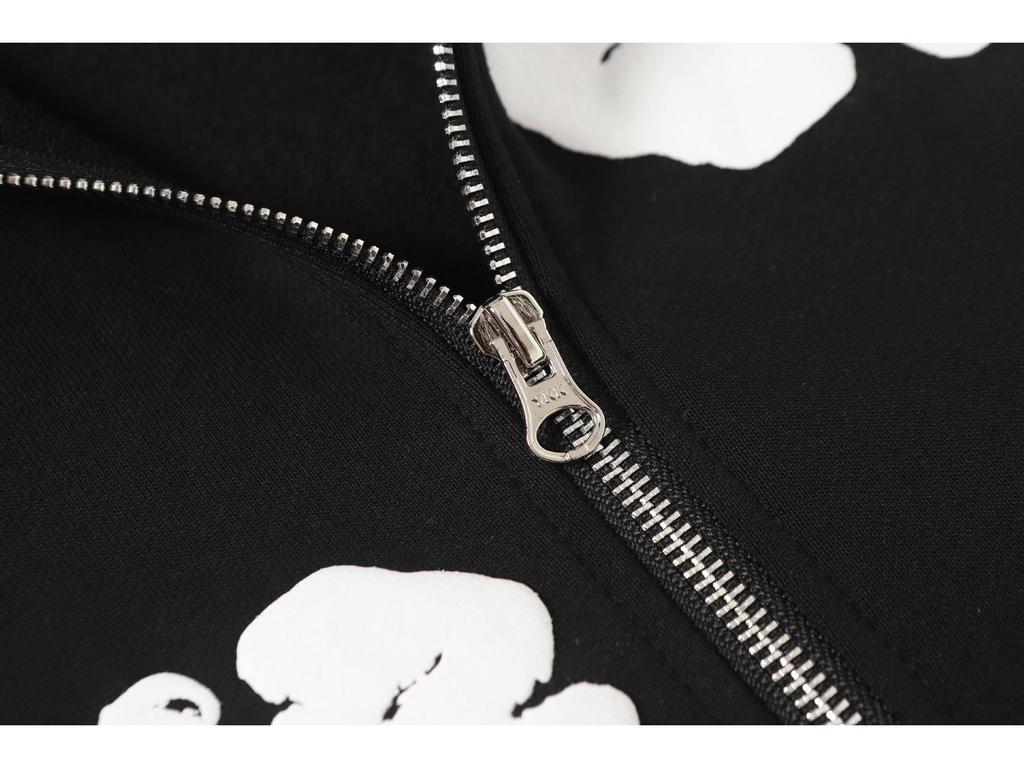 Modna bluza z kapturem i zamkiem, wypełniona pianką kapok, z nadrukiem - Jesienna moda unisex