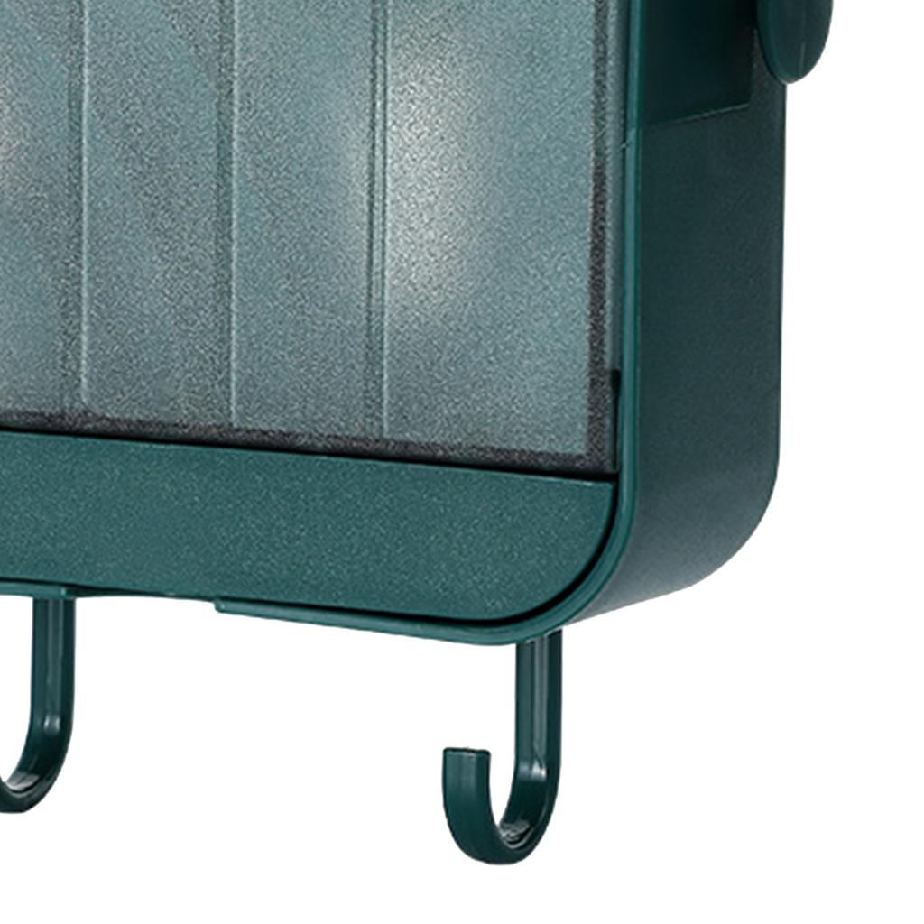 Wall Mounted Soap Box Self Draining Dustproof Wall Soap Holder Tray with Lid Hooks for Bathroom Laundry Room