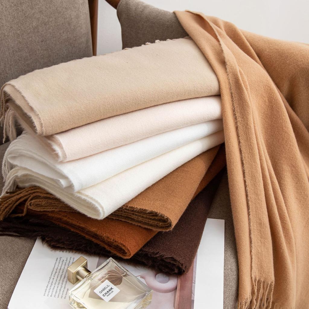 Cashmere Feel Solid Color Women's Imitation Cashmere Scarf Spring Atmosphere Korean Style Versatile Mid Length Shawl Scarf