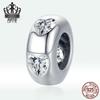 Pure Heart Sterling Silver Zircon Bracelet with Heart-Shaped Spacer Beads