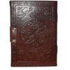 A5 Triple Moon Goddess Leather Brown Journal | Stone Options | 200 Sheets | Brass C Clasp | Medieval | Goddess Leather Journal