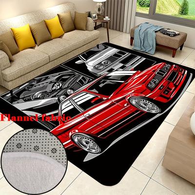 Cool Sports Car Graffiti Theme Flannel-printed Floor Mats Are Slip-resistant Suitable Living Room Bedroom Terrace Garden Carpets