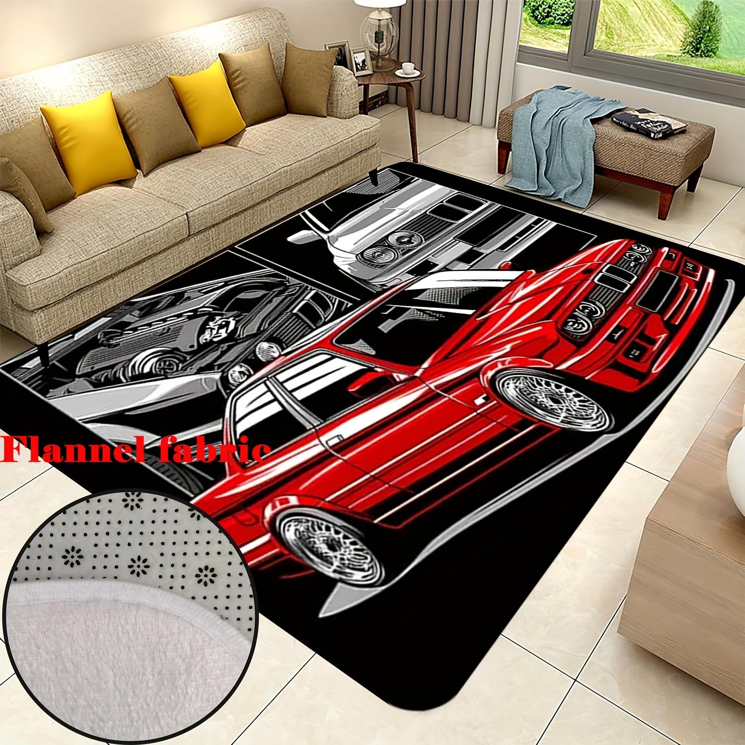 

Cool sports car graffiti theme Flannel-printed floor mats are slip-resistant Suitable living room bedroom terrace garden carpets 60x90cm