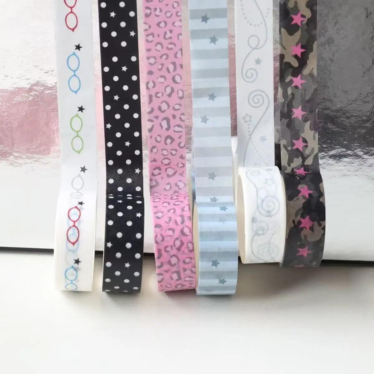 

6PC Mix Korean Sweet and Cool Paper Tape Star Glasses Polka Dot Diy Decorative Collage Hand Account Material Tape Roll Sticker