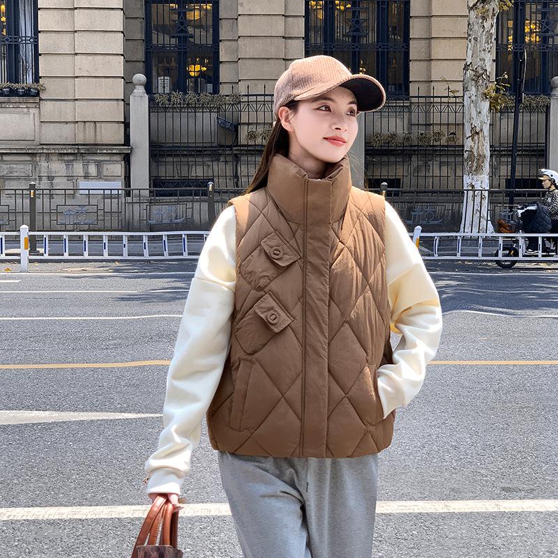 Irregular Pocket Down Cotton Vest Women's Fashion Loose and Thin Vest Vest Cotton Coat Warm Jacket Tide