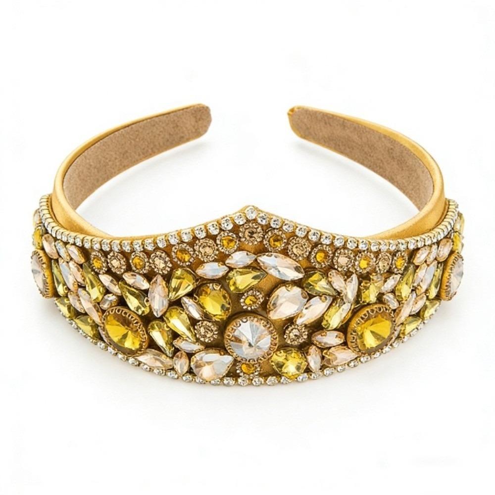 Shiny Rhinestone Headband Wide Brim Baroque Headdress Bling Bling Women Hair Hoop  Wedding