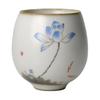 Moon White Ru Kiln Play Lotus Tea Cups Retro Small Tea Cups Open Ru Pottery  Marigold Household Kung Fu Tea Set