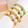 Watermelon Fruit Pendant Bangle Crystal Stainless Steel Bracelet  Vacation