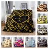 Gold Dog Paw Heart Throw Blanket, Black Luxury Love Fleece Blanket for Bed Couch Sofa Living Room