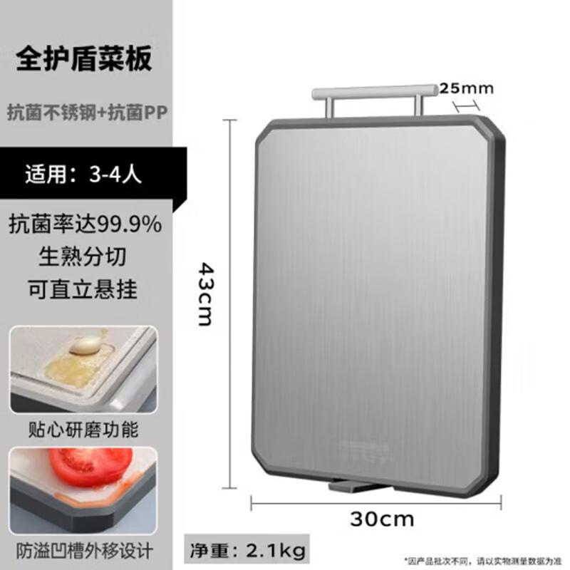 Antibacterial Stainless Steel Double-Sided Cutting Board