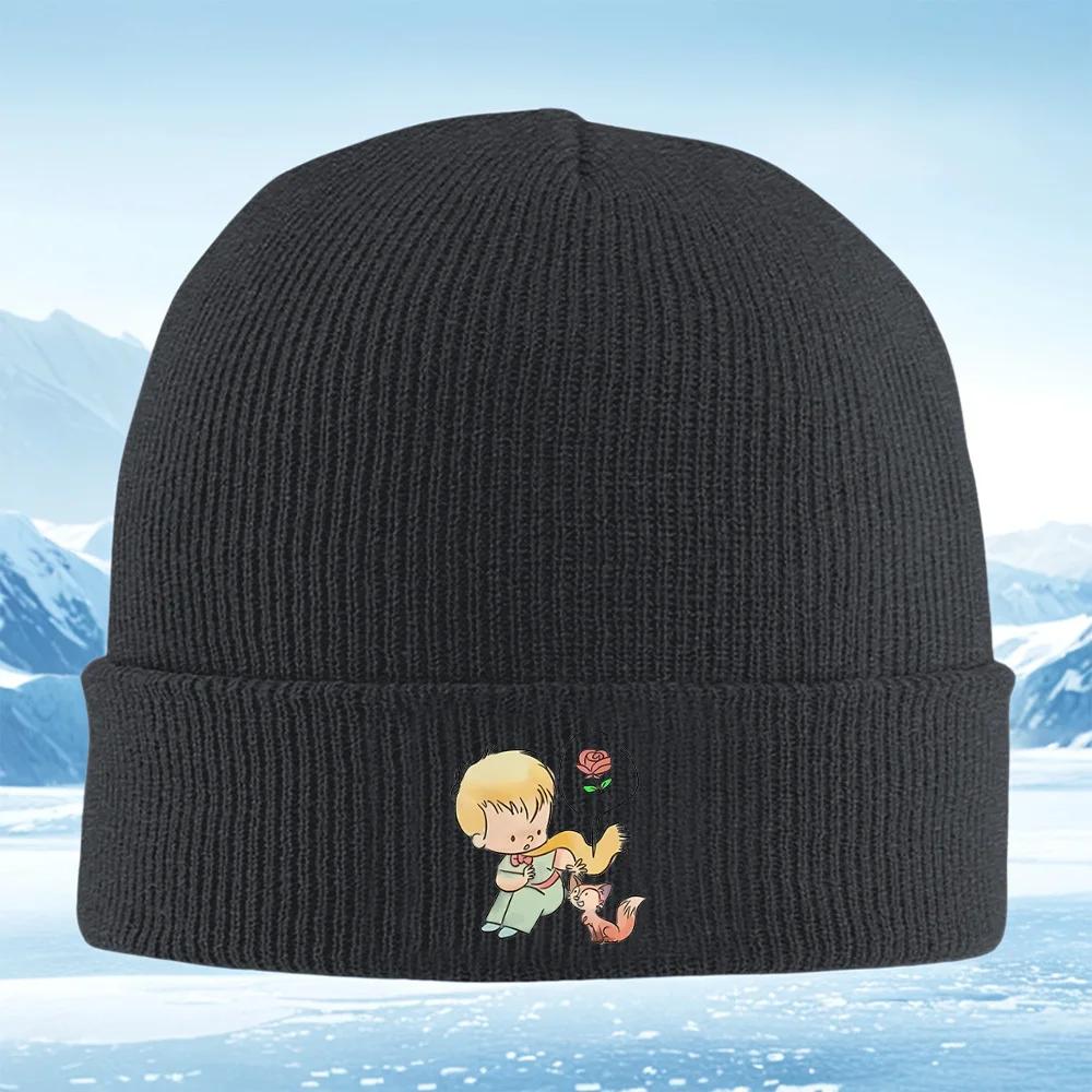 Boy Scarf Fox Rose Thinking Unisex Women Unisex Knitted Hat Beanie Pullover Cap Winter Thermal Warm Christmas Outdoor Cycling Hikin