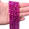 1 Strand 4/6/8mm Hot Pink Faceted Crystal Beads Glass Loose Spacer Beads For Jewelry Making DIY Bracelets Necklace Accessories