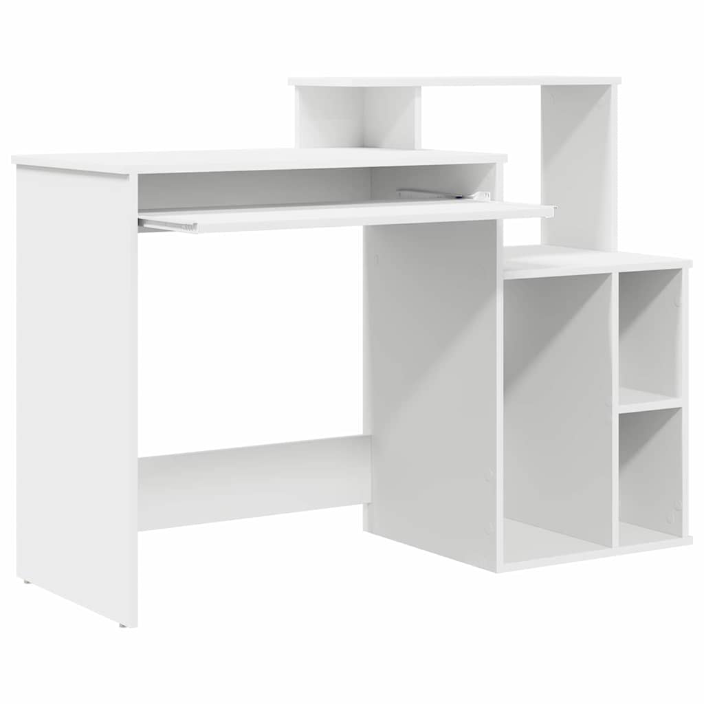 White Desk with Shelf 120.5 x 44 x 88.5 cm Engineered Wood