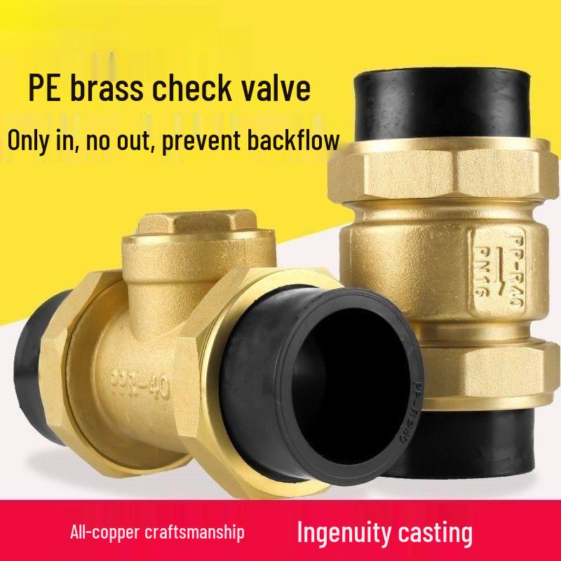Copper Horizontal Bathroom Double Backflow One-Way Check Valve, Household Water Pipe Fittings, Non-Return Valve, 4/6 inch (DN20/25).
