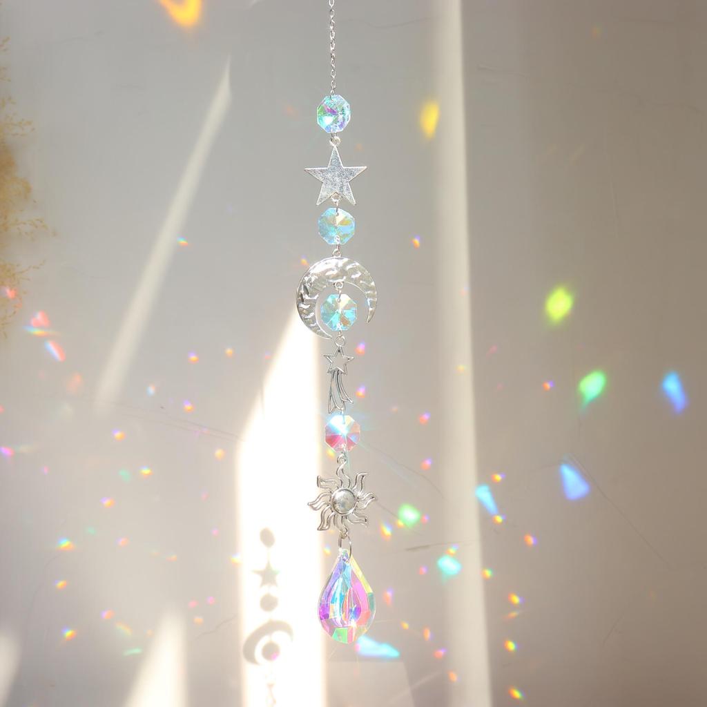 Celestial Crystal Sun and Moon Wind Chime - Home and Garden Decor Gift