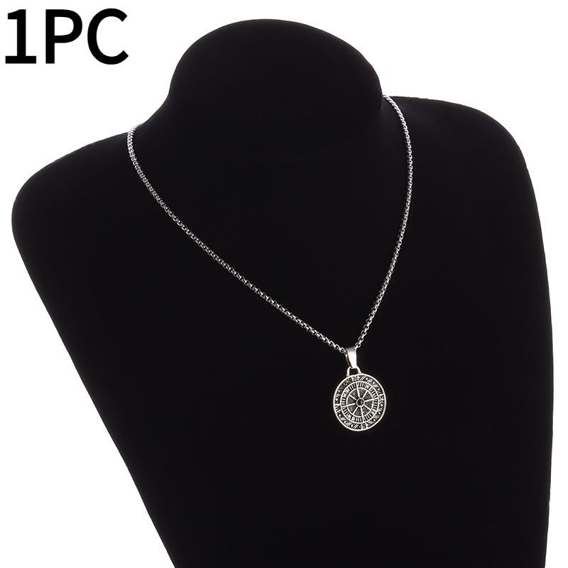 1PC hot-selling environmentally friendly alloy compass compass men's pendant necklace European and American style fashion trend jewelry